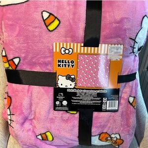 Hello kitty Halloween candy corn queen blanket